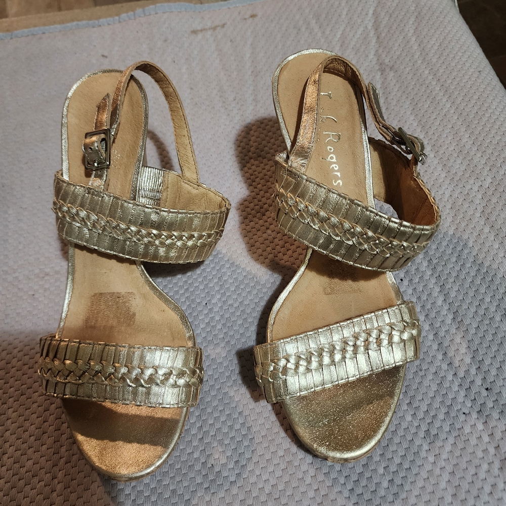 Gold Sandals with Braided Straps